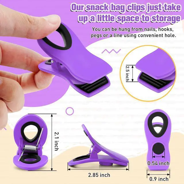 Alt view image 3 of 6 - Chip Clips, 12 Pack Magnetic Bag Clips with Airtight Seal for Chips, Kitchen Clip with Magnet for Fridge, Plastic Assorted Colors Bag Clip for Food Storage, Snack Organization, RV Accessories
