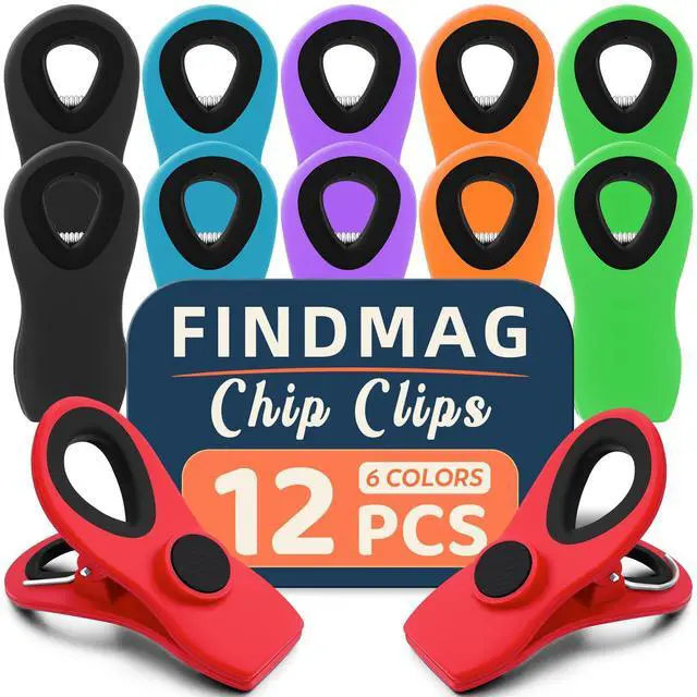 Main image of Chip Clips, 12 Pack Magnetic Bag Clips with Airtight Seal for Chips, Kitchen Clip with Magnet for Fridge, Plastic Assorted Colors Bag Clip for Food Storage, Snack Organization, RV Accessories
