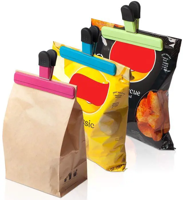Alt view image 5 of 7 - 6 Pack Chip Bag Clips, 6 Inch Large Size Assorted Colors Foods Snacks Bag Paper Clips, Plastic Wide Open Heavy Duty Seal Grips