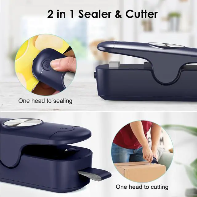 Alt view image 3 of 7 - Bag Sealer, 2 in 1 Mini Bag Sealer Heat Seal and Cutter, Portable Chip Bag Sealer Heat Sealer Bag Resealer for Snacks Candies Plastic Bag Food Storage (Batteries Included)