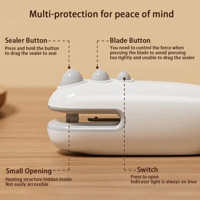 Alt view image 5 of 7 - Mini Bag Sealer, 2 in 1 Bag Sealer Heat Seal with Cutter and Magnet, USB-C Rechargeable Portable Handheld Resealer Machine, Food Storage Sealer for Plastic Bags, Snack Bags, Chip Bags