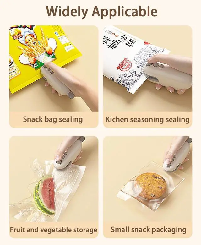 Alt view image 6 of 7 - Mini Bag Sealer, 2 in 1 Bag Sealer Heat Seal with Cutter and Magnet, USB-C Rechargeable Portable Handheld Resealer Machine, Food Storage Sealer for Plastic Bags, Snack Bags, Chip Bags
