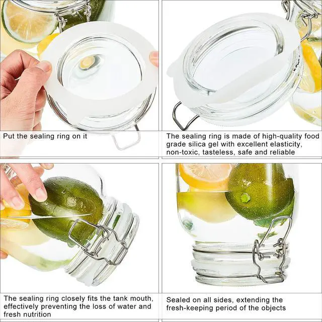 Alt view image 3 of 6 - 8 Pieces 3.75 Inches Silicone Jar Gaskets Replacement Silicone Seals Airtight Gasket Sealing Rings for Regular Mouth Canning Jar(White)