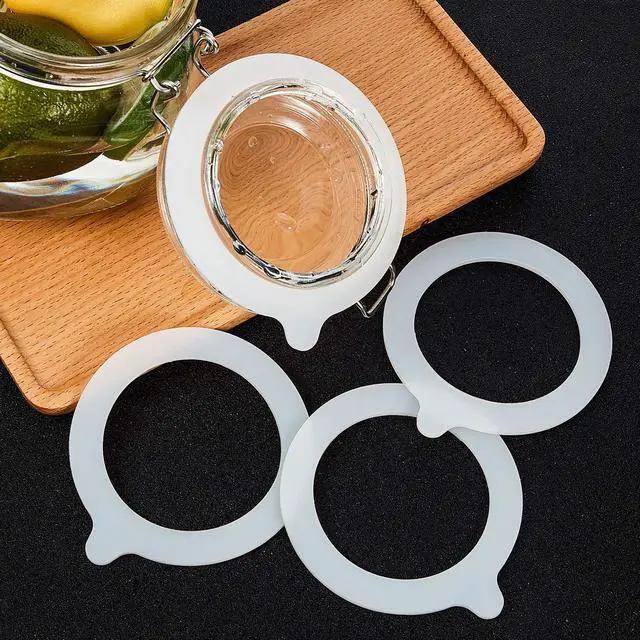 Alt view image 4 of 6 - 8 Pieces 3.75 Inches Silicone Jar Gaskets Replacement Silicone Seals Airtight Gasket Sealing Rings for Regular Mouth Canning Jar(White)