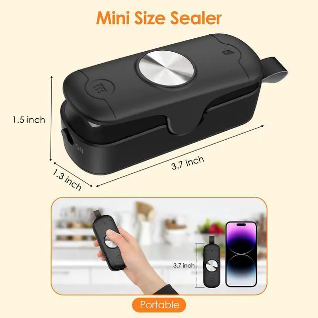Alt view image 4 of 7 - Bag Sealer, 2 in 1 Mini Bag Sealer Heat Seal and Cutter, Portable Chip Bag Sealer Heat Sealer Bag Resealer for Snacks Candies Plastic Bag Food Storage (Batteries Included)