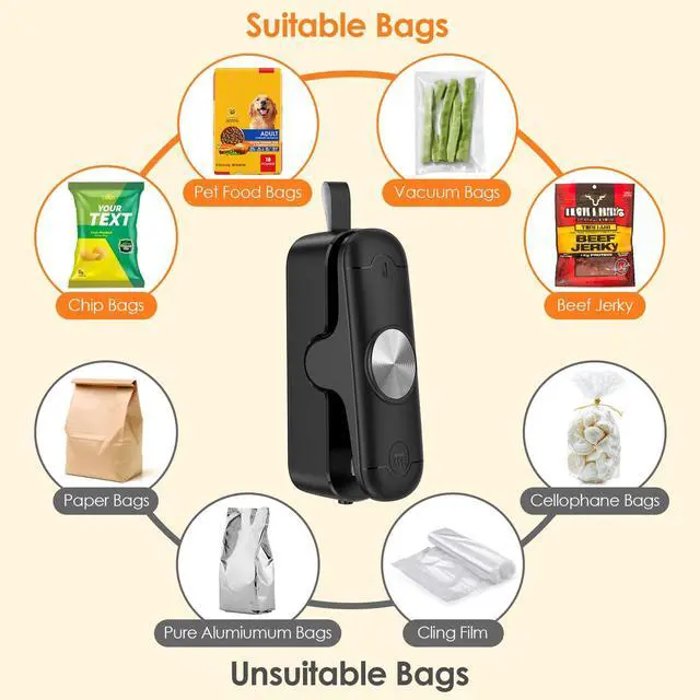 Alt view image 6 of 7 - Bag Sealer, 2 in 1 Mini Bag Sealer Heat Seal and Cutter, Portable Chip Bag Sealer Heat Sealer Bag Resealer for Snacks Candies Plastic Bag Food Storage (Batteries Included)