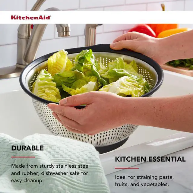Alt view image 3 of 4 - Stainless Steel Colander, 5 Quart, Black