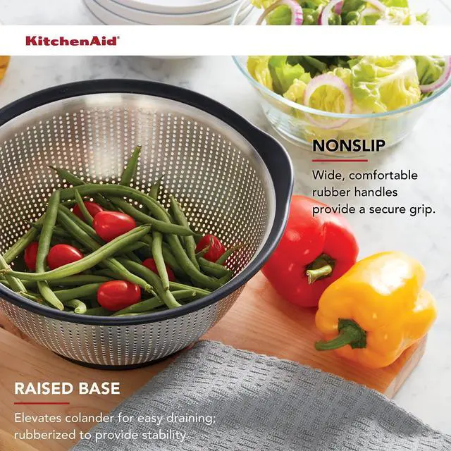 Alt view image 4 of 4 - Stainless Steel Colander, 5 Quart, Black