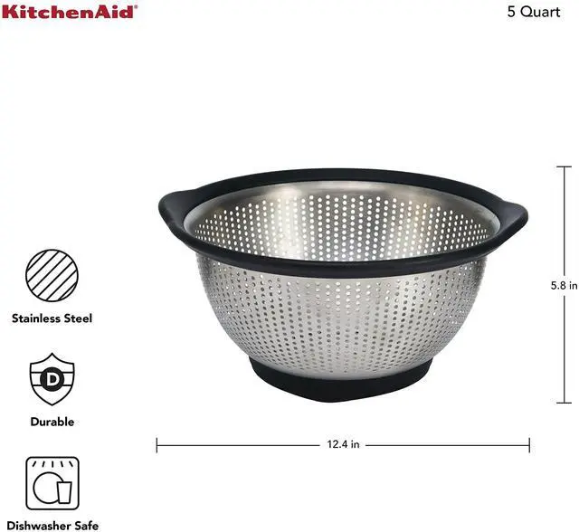 Alt view image 2 of 4 - Stainless Steel Colander, 5 Quart, Black