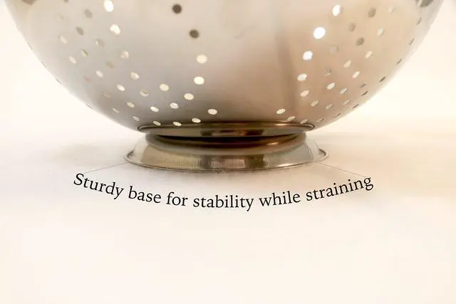 Alt view image 4 of 4 - Heavy Duty Stainless Steel Colander 5 Qt | Easy Grip Handles | Self-Draining Base | Mirror Polished | Dishwasher Safe | Pack of 1