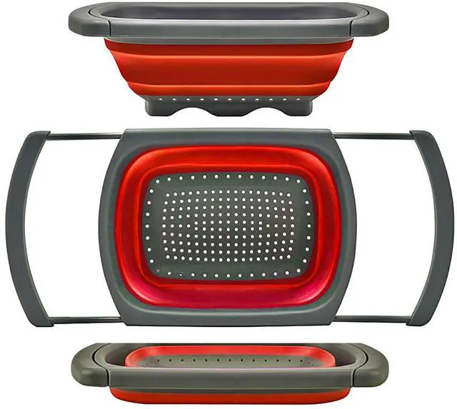 Main image of Colander Collapsible, Over The Sink Veggies/Fruit 6-Quart Strainers and Colanders with Extendable Handles, Folding Strainer for Kitchen