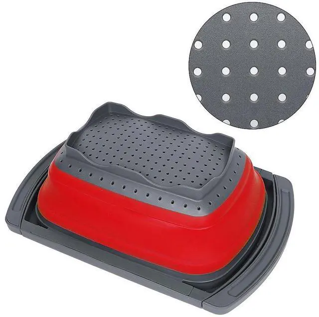 Alt view image 5 of 7 - Colander Collapsible, Over The Sink Veggies/Fruit 6-Quart Strainers and Colanders with Extendable Handles, Folding Strainer for Kitchen