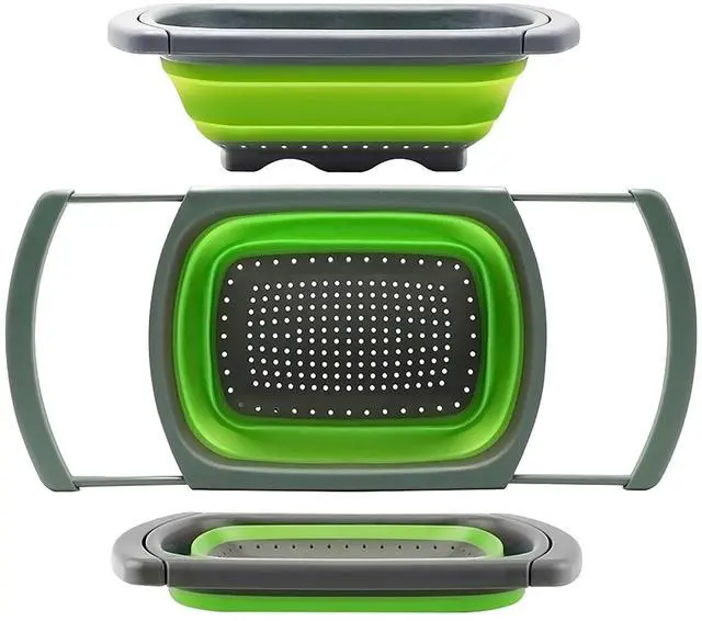 Main image of Colander collapsible, Colander Strainer Over The Sink Vegetable Fruit Strainer Basket (6 Quart) with Extendable Handles, New Kitchen Essentials