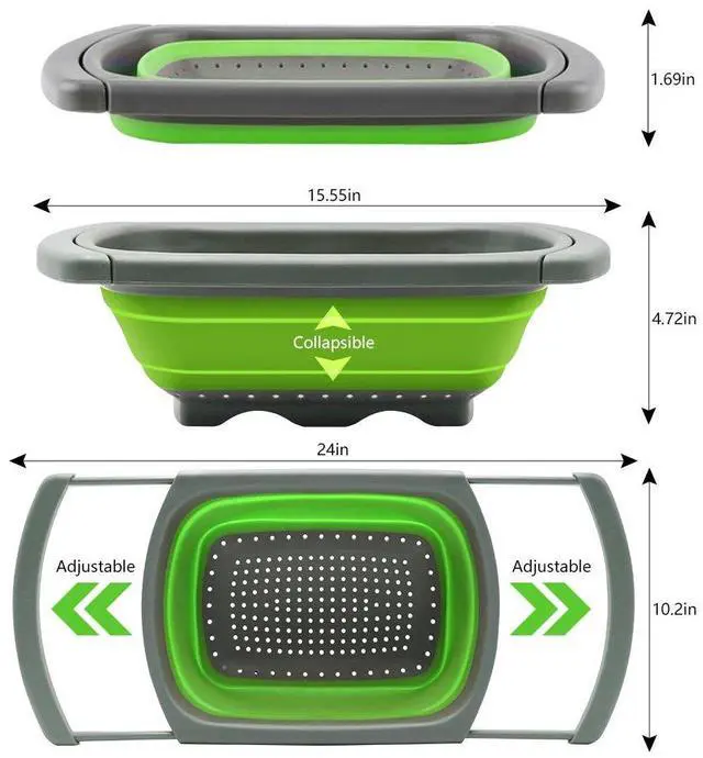 Alt view image 5 of 7 - Colander collapsible, Colander Strainer Over The Sink Vegetable Fruit Strainer Basket (6 Quart) with Extendable Handles, New Kitchen Essentials