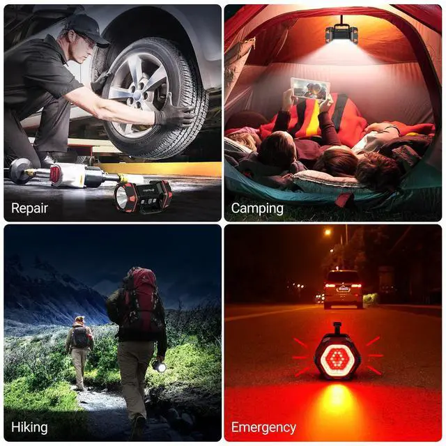 Alt view image 5 of 7 - Led Camping Lantern Rechargeable, Camping Lights 1500lm, 8 Light Modes, Emergency Flashlights For Emergencies, Portable Light 12h Standby, Battery Powered Lantern For Power Outages, Hurricane, Hiking.