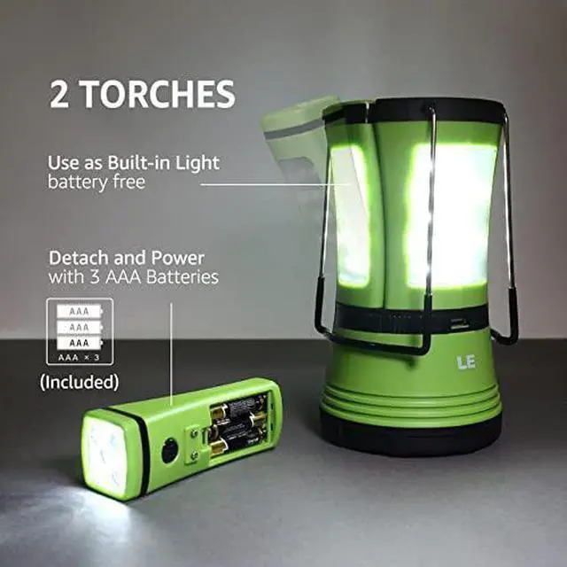 Alt view image 2 of 7 - LE LED Camping Lantern Rechargeable, 600LM, Detachable Flashlight, Camping Essentials, Perfect Lantern Flashlight for Hurricane Emergency, Hiking, Fishing and More, USB Cable and Car Charger Included