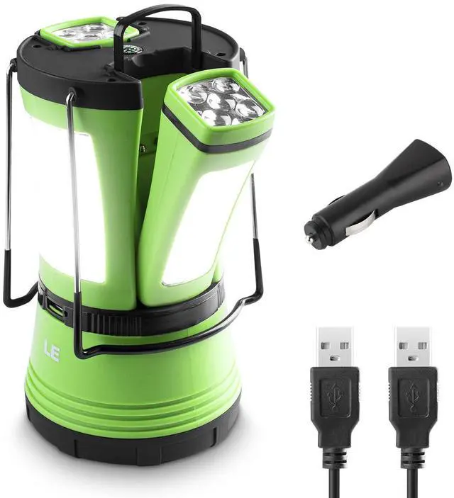 Main image of LE LED Camping Lantern Rechargeable, 600LM, Detachable Flashlight, Camping Essentials, Perfect Lantern Flashlight for Hurricane Emergency, Hiking, Fishing and More, USB Cable and Car Charger Included