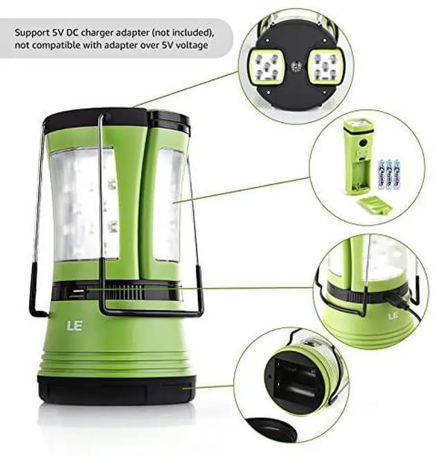 Alt view image 4 of 7 - LE LED Camping Lantern Rechargeable, 600LM, Detachable Flashlight, Camping Essentials, Perfect Lantern Flashlight for Hurricane Emergency, Hiking, Fishing and More, USB Cable and Car Charger Included