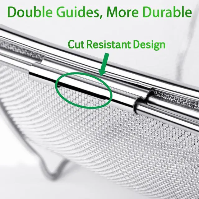 Alt view image 5 of 7 - 6-Quart Large Over The Sink Colander, Heavy Duty 40% Thicker 18/8 Stainless Steel Fine Mesh Strainer Basket with Expandable Rubber Grip Handles - Strain, Drain, Rinse Fruits, Vegetables