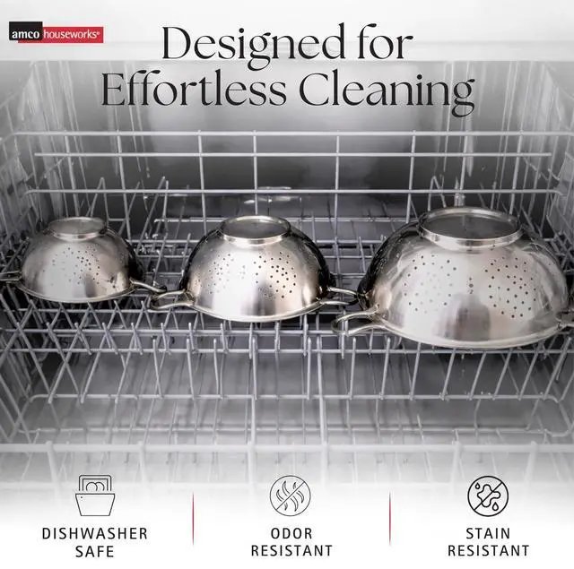 Alt view image 6 of 7 - 3-Piece Stainless Steel Colander Set - Multiple Sizes - 1.5, 3, 5 Quart - Durable, Professional Grade Design with Handles for Easy Transfer - Ideal Kitchen Strainer for Cooking & Washing