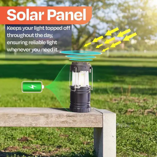 Alt view image 2 of 7 - Rechargeable Camping Lantern, Pack of 2 - LED Camping Lantern Battery Powered, Waterproof Solar Lantern for Emergency, Hiking & Power Outages | USB-C Rechargeable, Collapsible, 360° Light