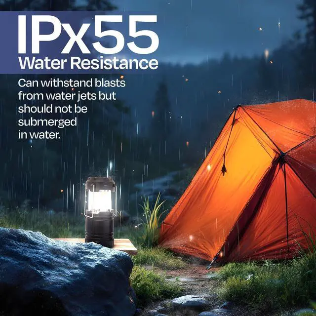 Alt view image 4 of 7 - Rechargeable Camping Lantern, Pack of 2 - LED Camping Lantern Battery Powered, Waterproof Solar Lantern for Emergency, Hiking & Power Outages | USB-C Rechargeable, Collapsible, 360° Light