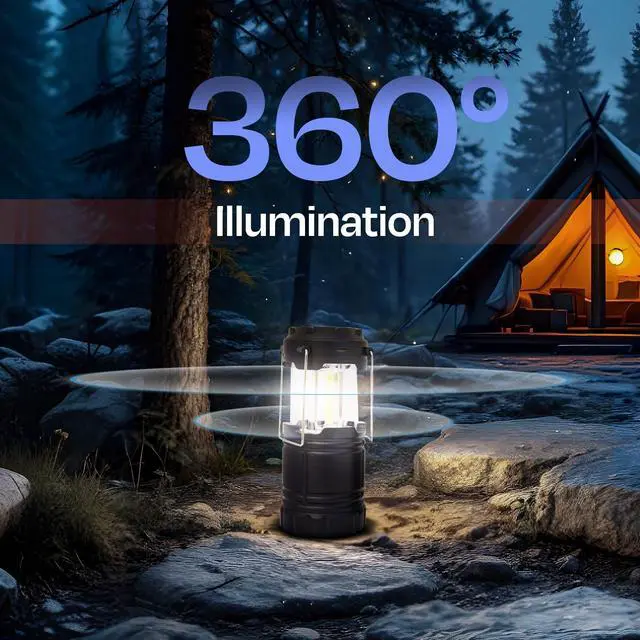 Alt view image 5 of 7 - Rechargeable Camping Lantern, Pack of 2 - LED Camping Lantern Battery Powered, Waterproof Solar Lantern for Emergency, Hiking & Power Outages | USB-C Rechargeable, Collapsible, 360° Light
