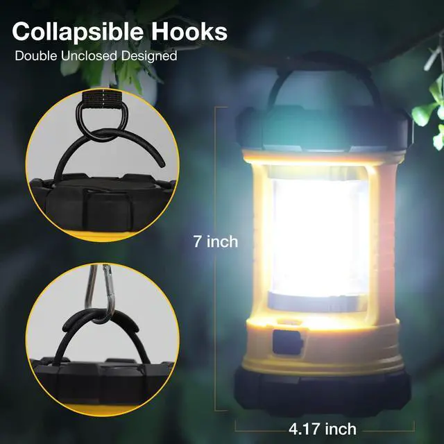 Alt view image 5 of 7 - Camping Lantern, 3200LM Bright Camping Light, 4600mAh Rechargeable LED Lantern for Power Outages, 5 Light Modes Camping Lamp for Fishing/Hurricane/Emergency, Camping Must Haves