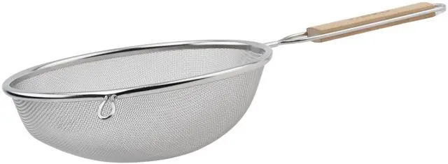 Main image of Strainer with Single Fine Mesh, 8-Inch Diameter, Medium, Stainless Steel, Tan,Silver