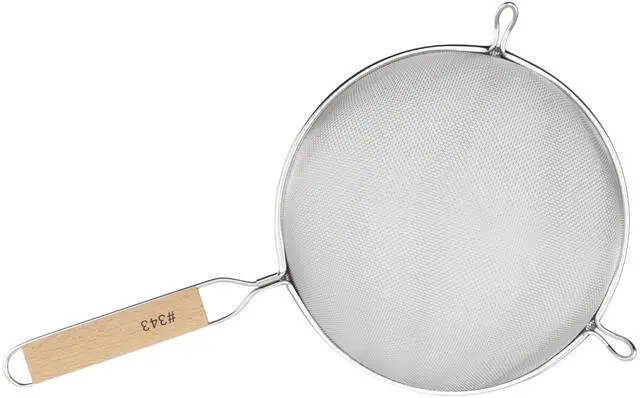 Alt view image 3 of 4 - Strainer with Single Fine Mesh, 8-Inch Diameter, Medium, Stainless Steel, Tan,Silver