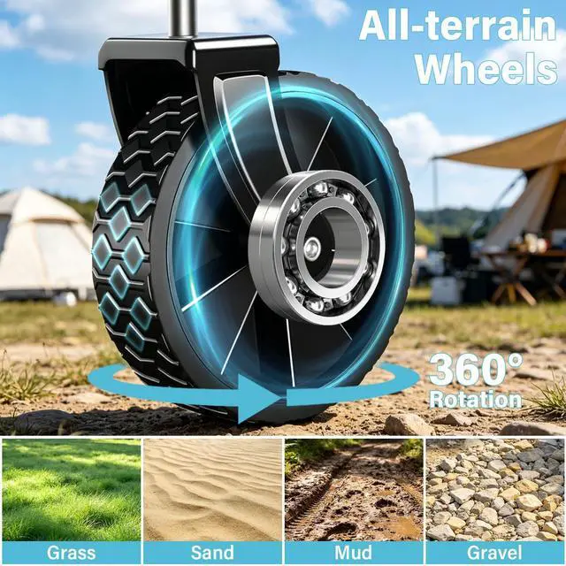 Alt view image 4 of 7 - Collapsible Wagon Cart with All-Terrain Wheels - Folding Utility 360LBS Heavy Duty Wagons Carts for Grocery Sports Garden Shopping Camping Fishing (Black, 120L)