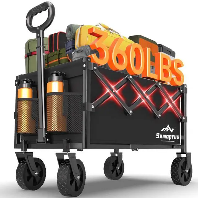 Main image of Wagons Carts Foldable, 360LBS Folding Utility Heavy Duty Wagon Cart with Wheels, 100L Portable Utility Outdoor Wagon for Shopping, Beach, Camping, Sports, Garden