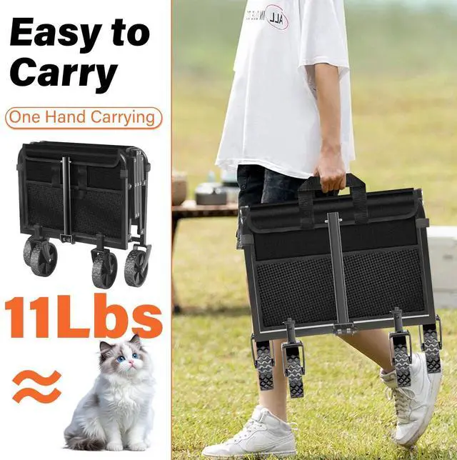 Alt view image 2 of 7 - Wagons Carts Foldable - 280Lbs Collapsible Wagon Cart with Wheels Portable - Folding Wagon Lightweight for Camping, Sports, Travel, Picnic, Groceries, Shopping