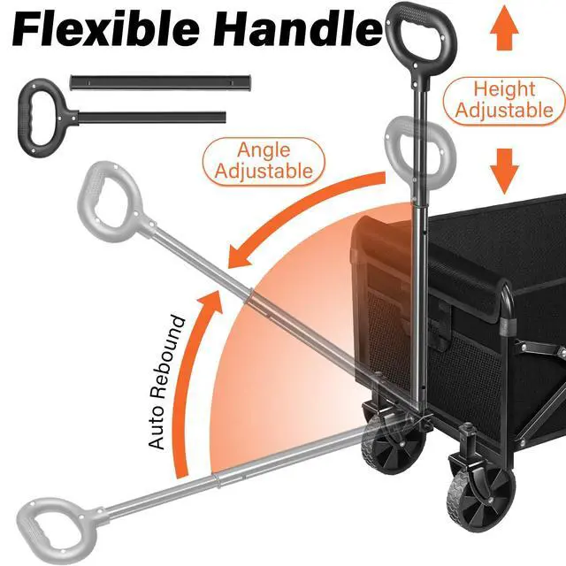 Alt view image 7 of 7 - Wagons Carts Foldable - 280Lbs Collapsible Wagon Cart with Wheels Portable - Folding Wagon Lightweight for Camping, Sports, Travel, Picnic, Groceries, Shopping