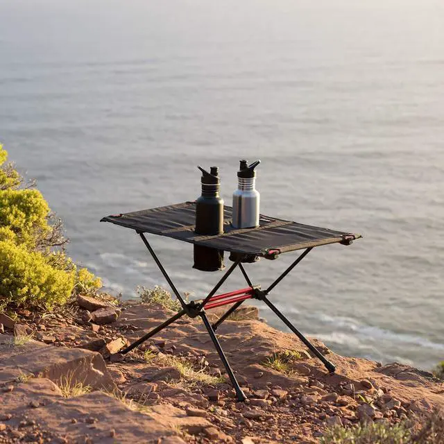 Alt view image 2 of 7 - FT07 Ultralight Camping Table, 1.6 LBS Portable Backpacking Table with Carry Bag & Cup Holder, Folding Mesh Camp Table for Camping Picnic Beach Fishing