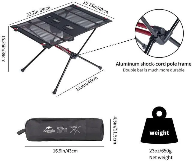 Alt view image 7 of 7 - FT07 Ultralight Camping Table, 1.6 LBS Portable Backpacking Table with Carry Bag & Cup Holder, Folding Mesh Camp Table for Camping Picnic Beach Fishing