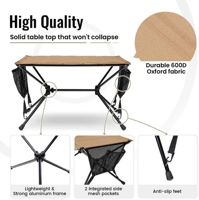 Alt view image 3 of 7 - VENTARA Camping Table, Ultralight Foldable Table Sturdy & Quick Setup, Weighs Only 2.4 lbs, Perfect for Camping, Hiking, Backpacking, Picnic, Beach, Travel