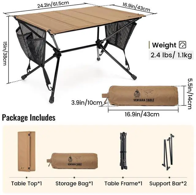 Alt view image 6 of 7 - VENTARA Camping Table, Ultralight Foldable Table Sturdy & Quick Setup, Weighs Only 2.4 lbs, Perfect for Camping, Hiking, Backpacking, Picnic, Beach, Travel