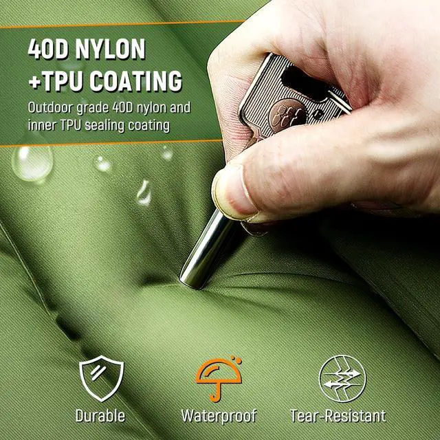 Alt view image 4 of 7 - Camping Sleeping Pad, Thick 5 Inch Camping Mat with Pillow Built-in Foot Pump Ultralight Inflatable Sleeping Pads for Camping, Backpacking, Hiking, Tent