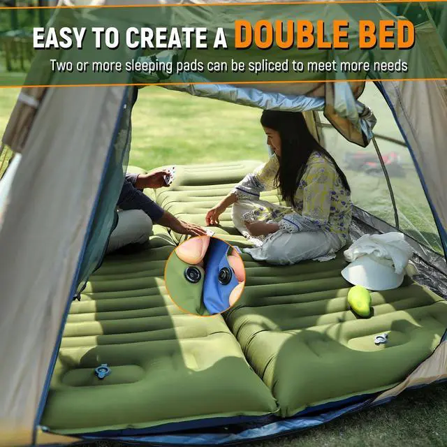 Alt view image 6 of 7 - Camping Sleeping Pad, Thick 5 Inch Camping Mat with Pillow Built-in Foot Pump Ultralight Inflatable Sleeping Pads for Camping, Backpacking, Hiking, Tent