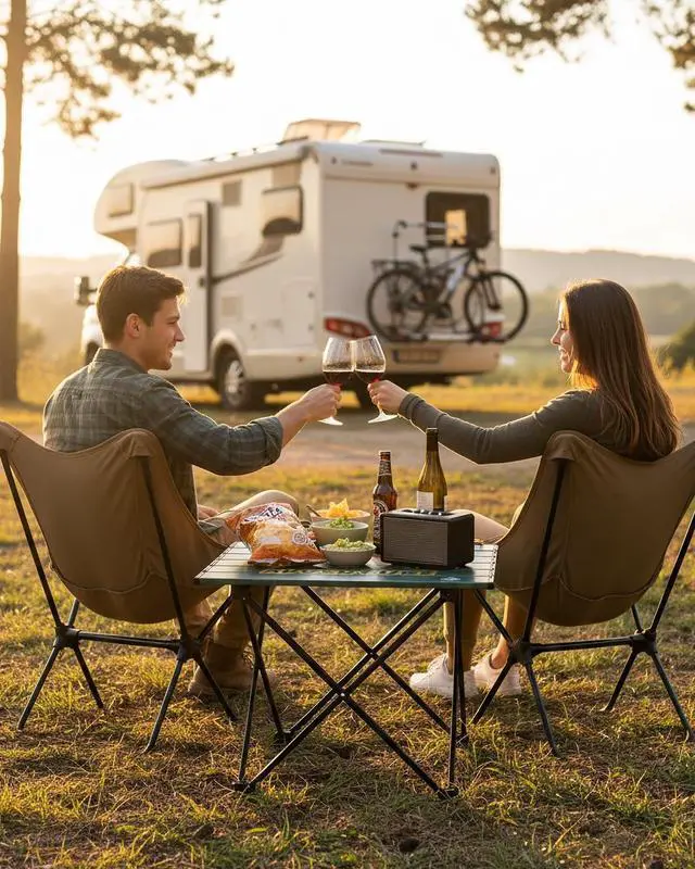 Alt view image 2 of 7 - Portable Camping Side Table, Ultralight Aluminum Folding Table with Mountain Silhouette Print and Carry Bag for Camping, Picnic, Beach, Travel