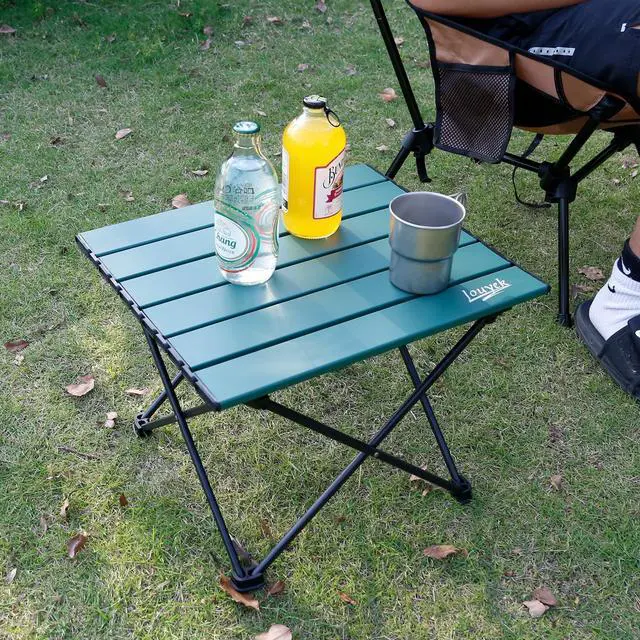 Alt view image 4 of 7 - Small Camping Table, Ultralight Aluminum Folding Table with Carrying Bag, Portable & Lightweight Camping Side Table for Outdoor Camping, Picnic, Beach and Fishing, Green