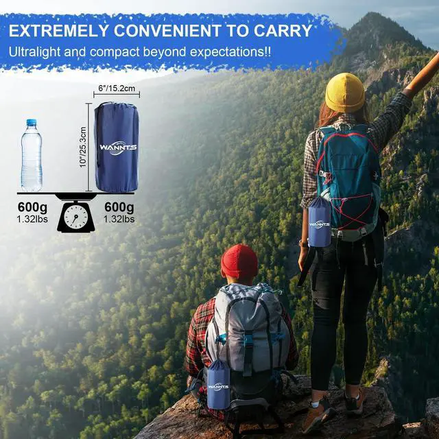 Alt view image 4 of 7 - Sleeping Pad, Ultralight Inflatable Sleeping Pad for Camping, Built-in Pump, Ultimate for Hiking - Airpad, Carry Bag,-Compact & Lightweight Camping pad(Blue)