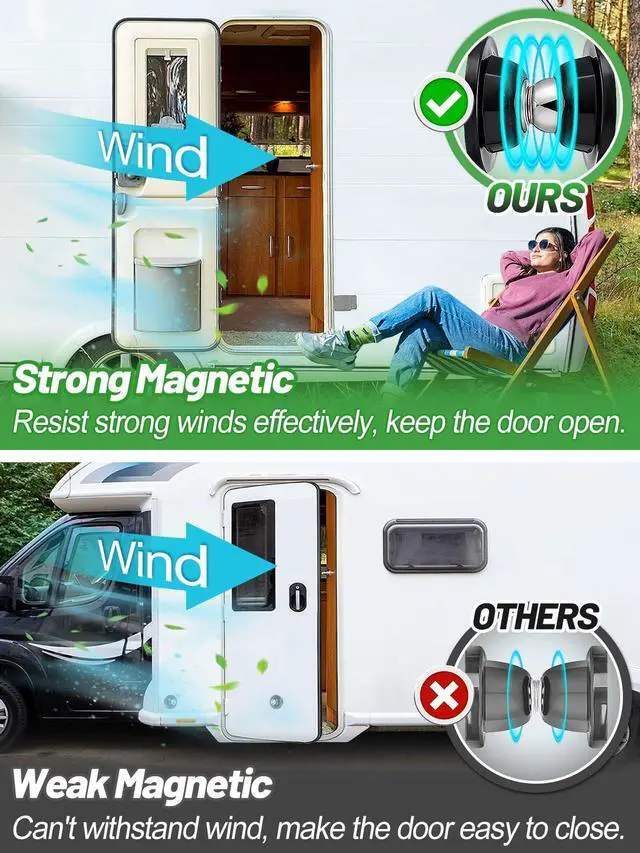 Alt view image 2 of 7 - RV Magnetic Door Catch with Adhesives Screws - Easy to Install Camper Trailer Door Holder, Sturdy Stopper for RV Accessories, 1 Pack
