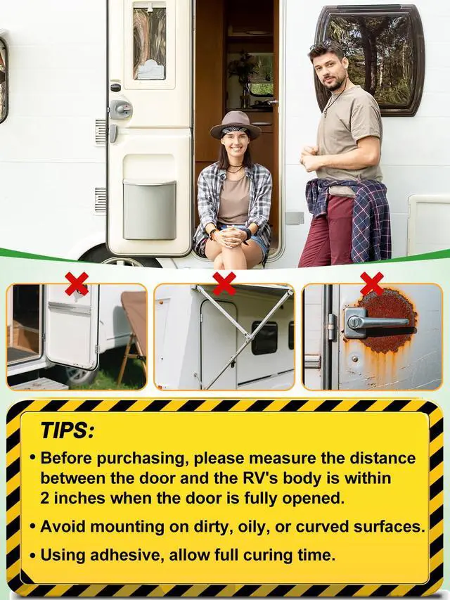 Alt view image 5 of 7 - RV Magnetic Door Catch with Adhesives Screws - Easy to Install Camper Trailer Door Holder, Sturdy Stopper for RV Accessories, 1 Pack