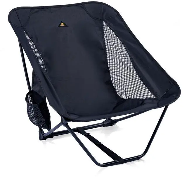 Main image of Low Ultralight Compact Camping Folding Chair with Side Pocket and Carry Bag (Black)