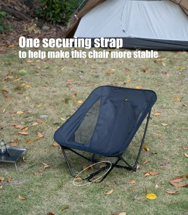 Alt view image 4 of 7 - Low Ultralight Compact Camping Folding Chair with Side Pocket and Carry Bag (Black)