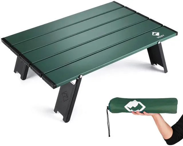 Main image of Portable Mini Folding Beach Table, Ultralight Aluminum Side Table with Carry Bag for Camping, Picnics, and Outdoor Activities - Green