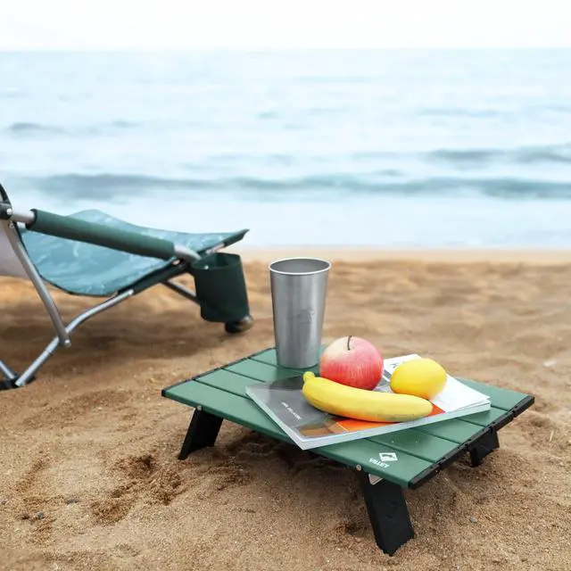 Alt view image 2 of 7 - Portable Mini Folding Beach Table, Ultralight Aluminum Side Table with Carry Bag for Camping, Picnics, and Outdoor Activities - Green