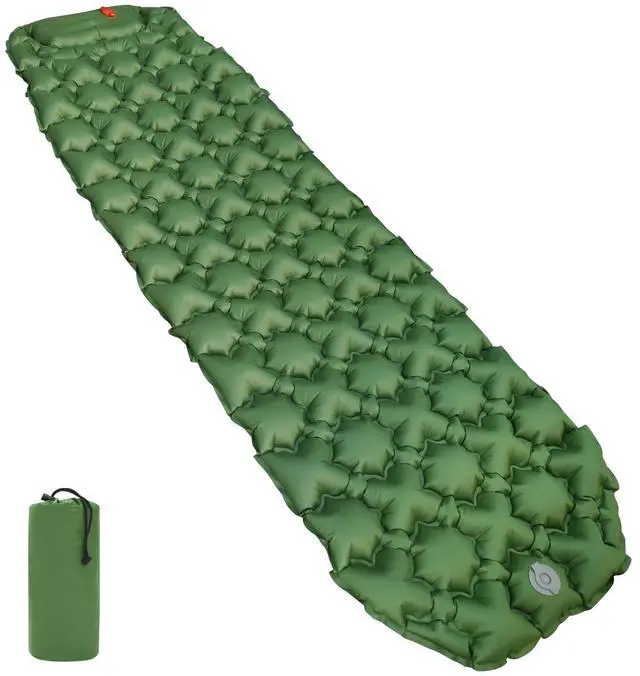 Main image of Camping Sleeping Pad with Quick-Inflate Built-in Foot Pump, Water Resistant, Ultralight, Portable for Hiking and Backpacking, Olive Green